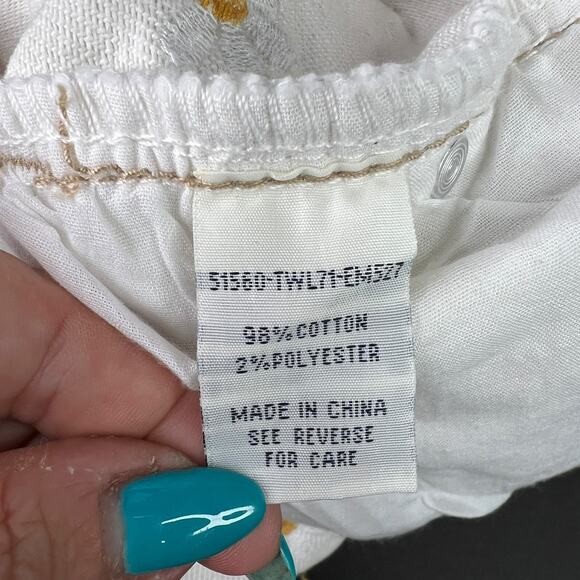 Vintage High Rise White Denim Jean Shorts Embroidered Daises 90s Womens 13 - Picture 5 of 5